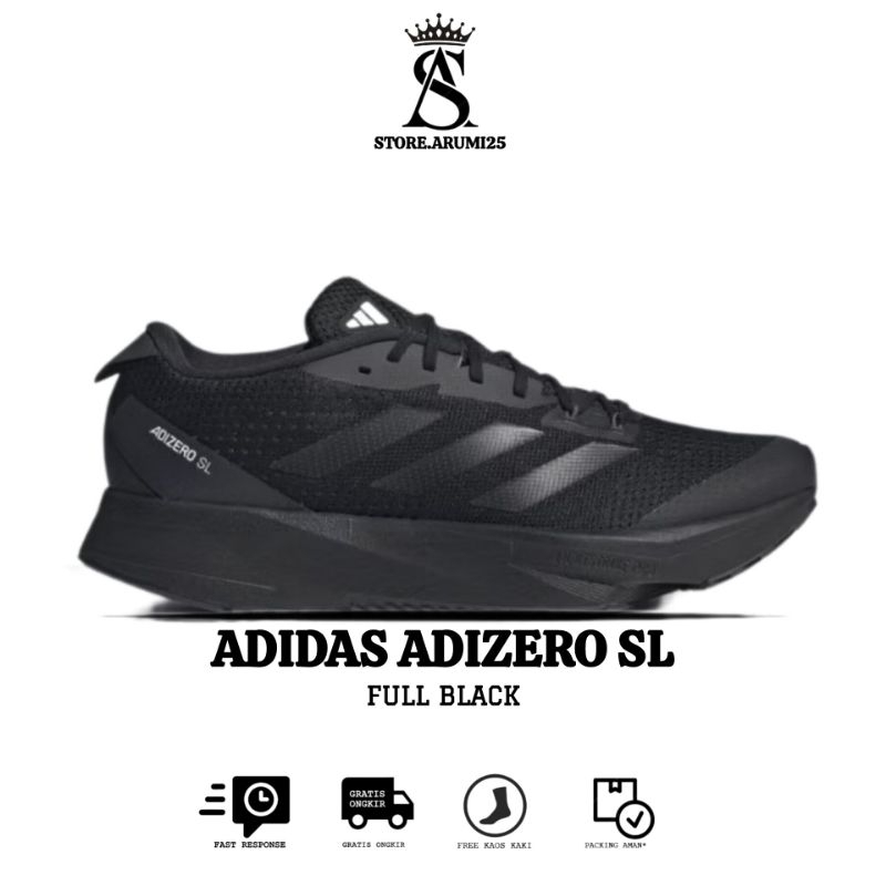Sepatu Running Adidas Adizero SL Full Black Running Shoes