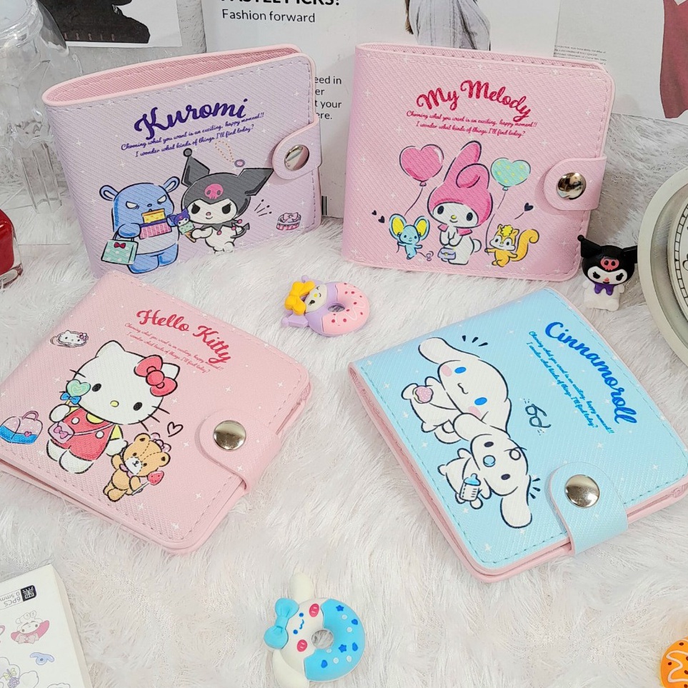 KODE L99N Dompet Lipat SANRIO Cute Lucu Bahan Kulit Sintetis Ready Kuromi Cinnamoroll Melody  Dompet