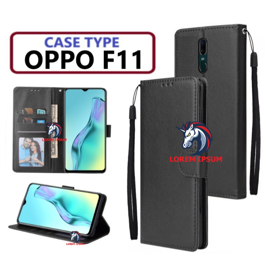 LEATHER CASING OPPO F11 CASE KULIT FLIP WALLET LEATHER KULIT PREMIUM SARUNG BUKA TUTUP KESING HP FLI