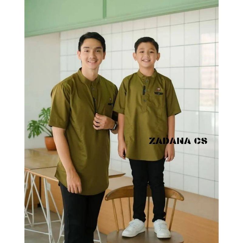 JERIKO - BAJU KOKO COUPLE AYAH ANAK KECIL REMAJA KATUN PREMIUM LENGAN TANGAN PENDEK/BAJU KOKO PASANG