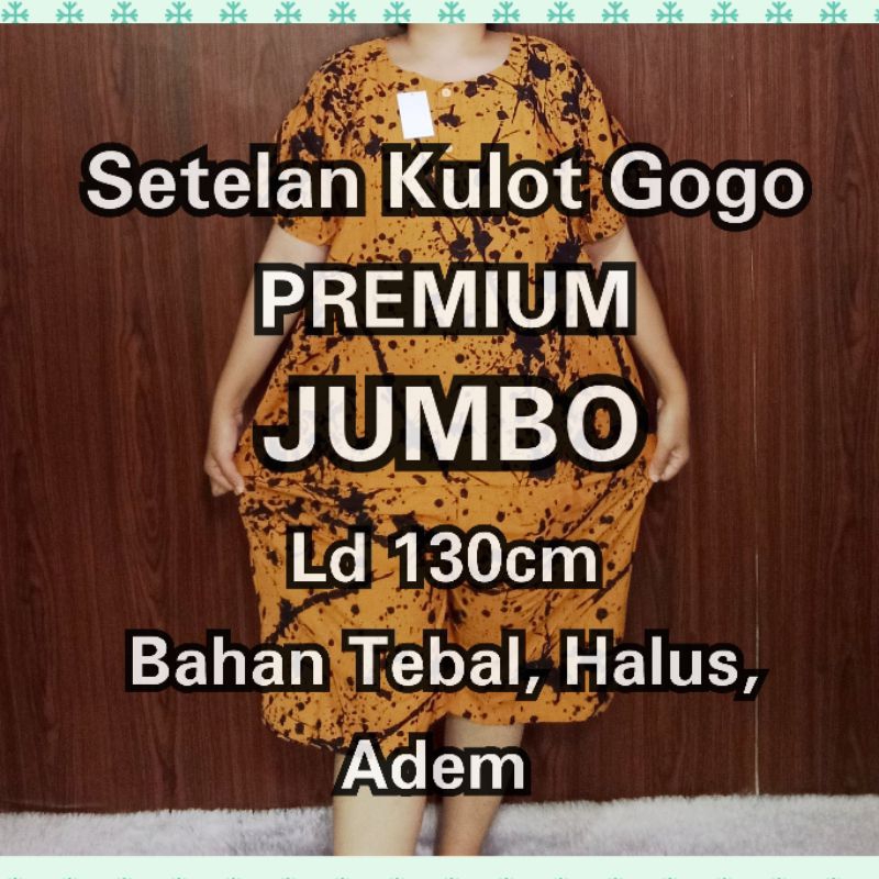 Setelan kulot celana pendek super jumbo KE Ld 130cm XXXL LP 130cm muat bb 90kg setelan busui friendl