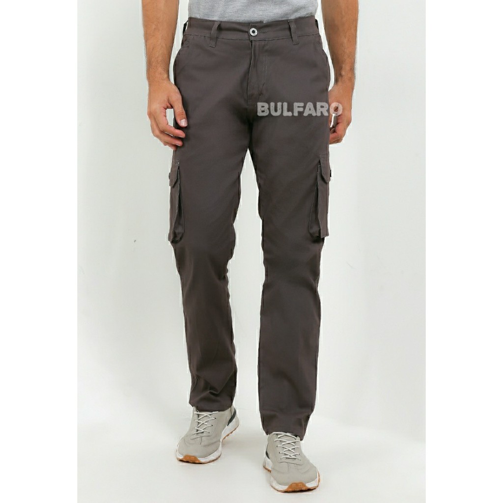 Bulfaro Cargo Pants Pria / Celana Cargo Panjang Pria Standard Charcoral