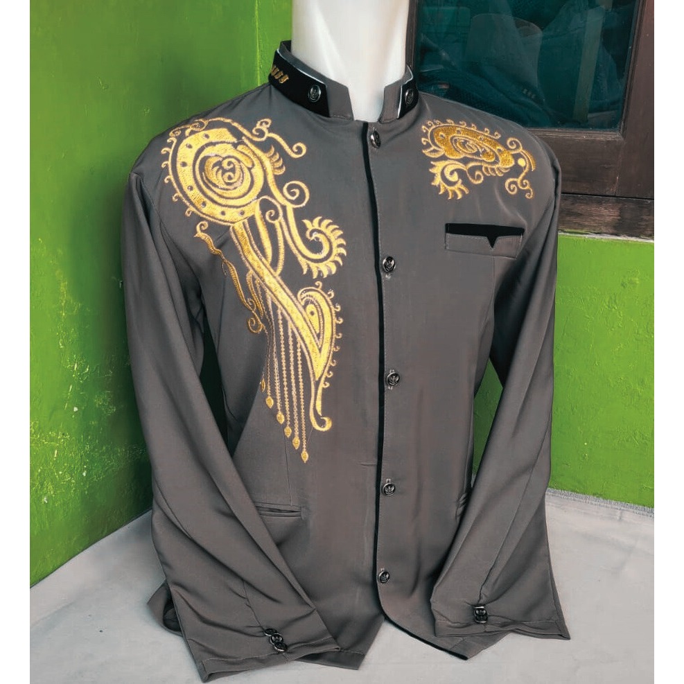 Jasko / Jas Koko Pria / Busana Muslim Pria Jas Koko Modern Jasko Bordir Gold / Jas Pria Bordir Emas
