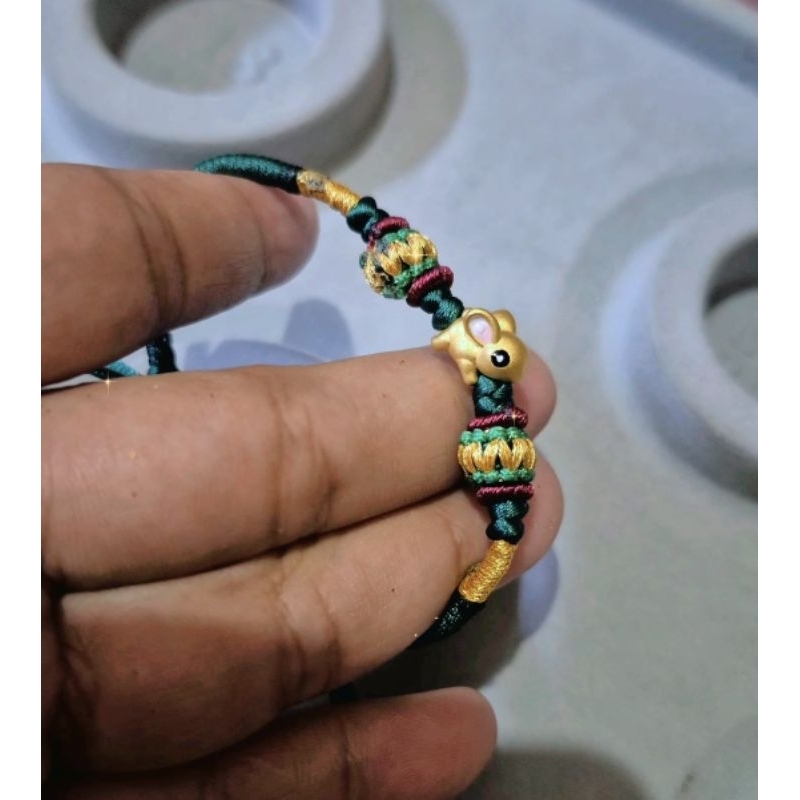 charm liontin shio kelinci gelang tali cina custom emas asli 24k 999