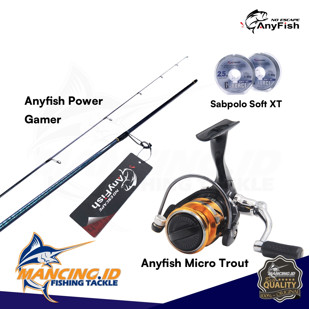 1 SET PANCING MICRO FIHING Anyfish Micro Trout + Joran Anyfish Power Gamer Free Senar 100M dan Kail 