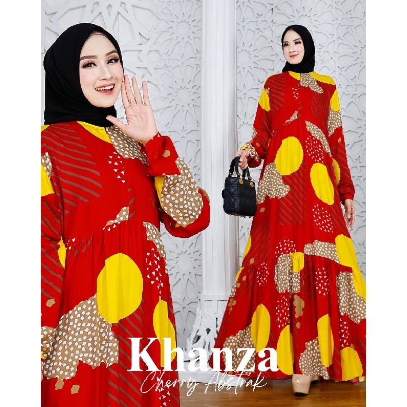 (district syari) dress motif rayon premium - model 3 dara - dress daily