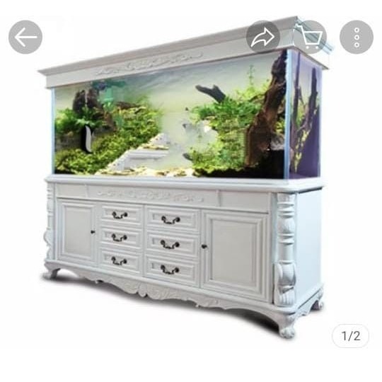 Bufet aquarium lemari kayu jati tempat aquarium ikan hias arwan JATI