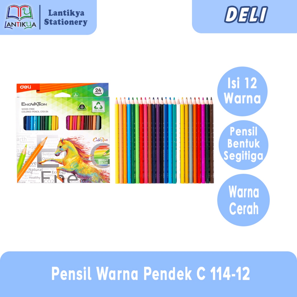 

Deli Pensil Warna Pendek 12 Warna/ Color Pencil C 114-12