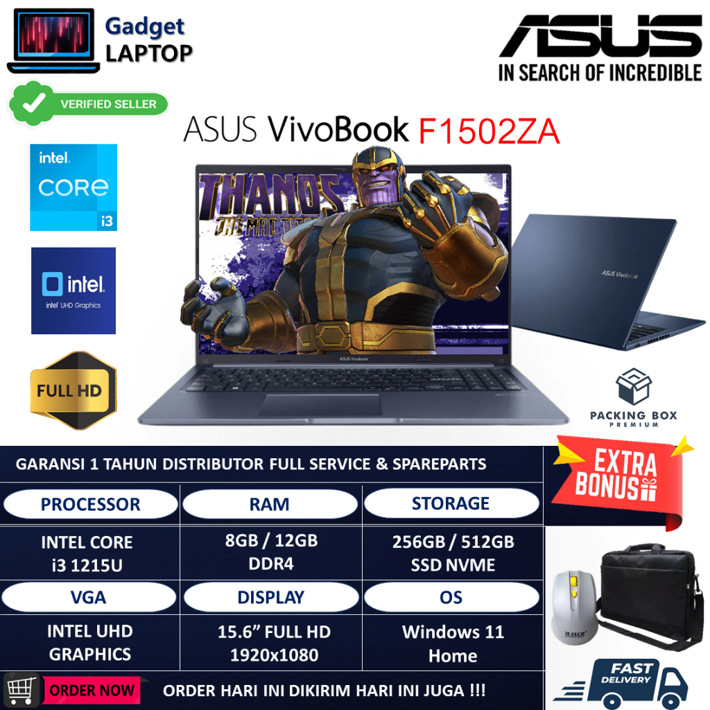 Laptop Asus Vivobook 15 F1502ZA Intel Core i3 1215U 12GB 512GB 15.6 Inch Full HD Windows 11