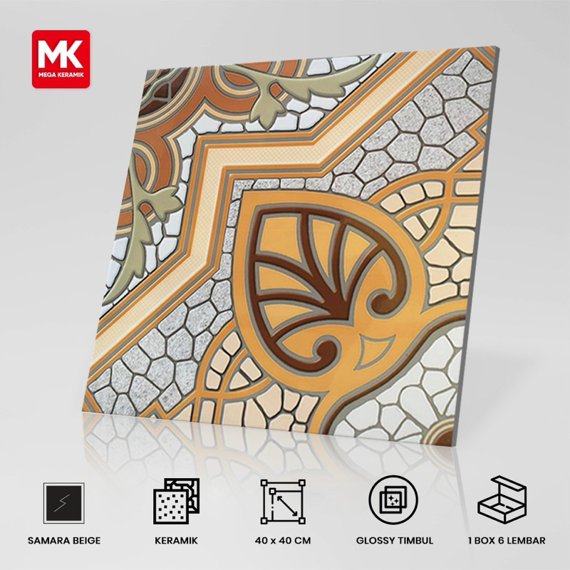 Keramik Lantai Glossy Kita Tile Samara Beige 40x40