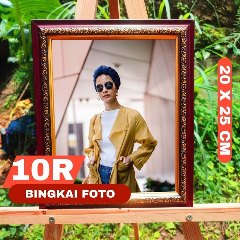 BINGKAI FOTO 10R (20X25) | FRAME PIGURA 10R UKIR MERAH MARON EMAS