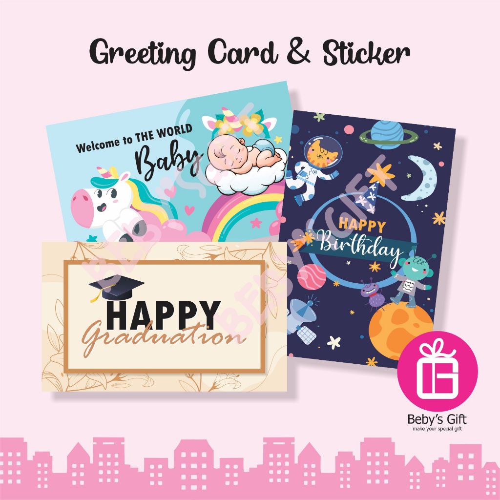 Thank You Card Welcome to The World Baby Stiker Happy Birthday