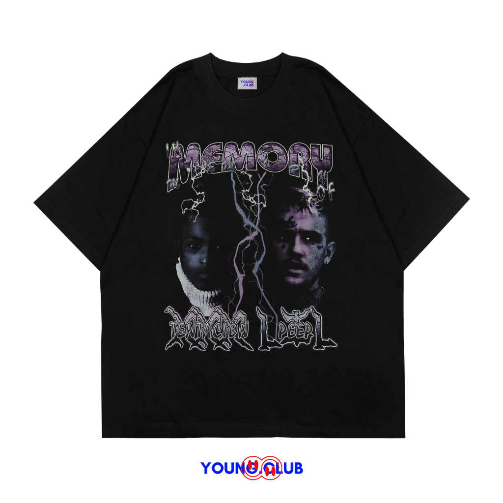 YOUNG.CLUB | KAOS BAJU MEMORY XXXTENTACION LIL PEEP RAPPER RAP TEE | T-SHIRT OVERSIZE HITAM STYLE Y2