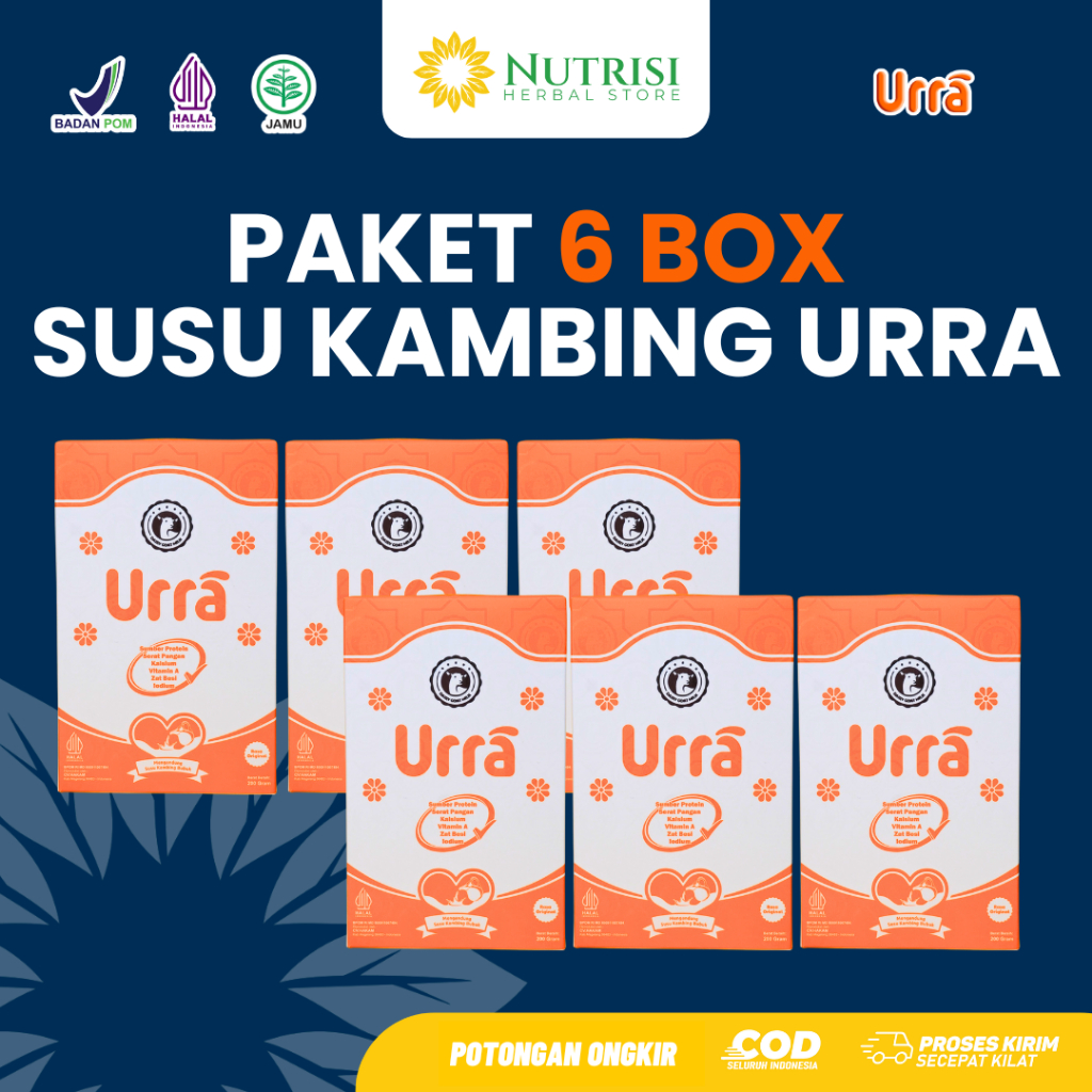 

[Paket 6 Box] Susu Kambing URRA - Premium, Bebas Prengus, Tinggi Protein & Kalsium - 200g Halal BPOM