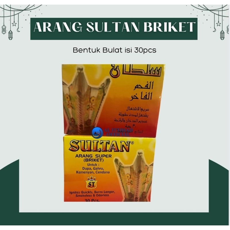 ARANG SUPER SULTAN BRIKET ISI 30PCS, GAHARU/DUPA/KEMENYAN/ARENG