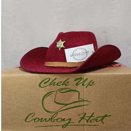 Topi Koboy sheriff/Laken Koboy Pin bintang sheriff/ Topi berkuda/Cowboy sheriff hat/Cowboy hat Sheri