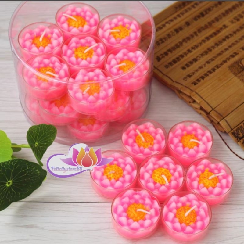 Lilin sembahyang teratai pink isi 28pcs Lilin teratai sembahyang