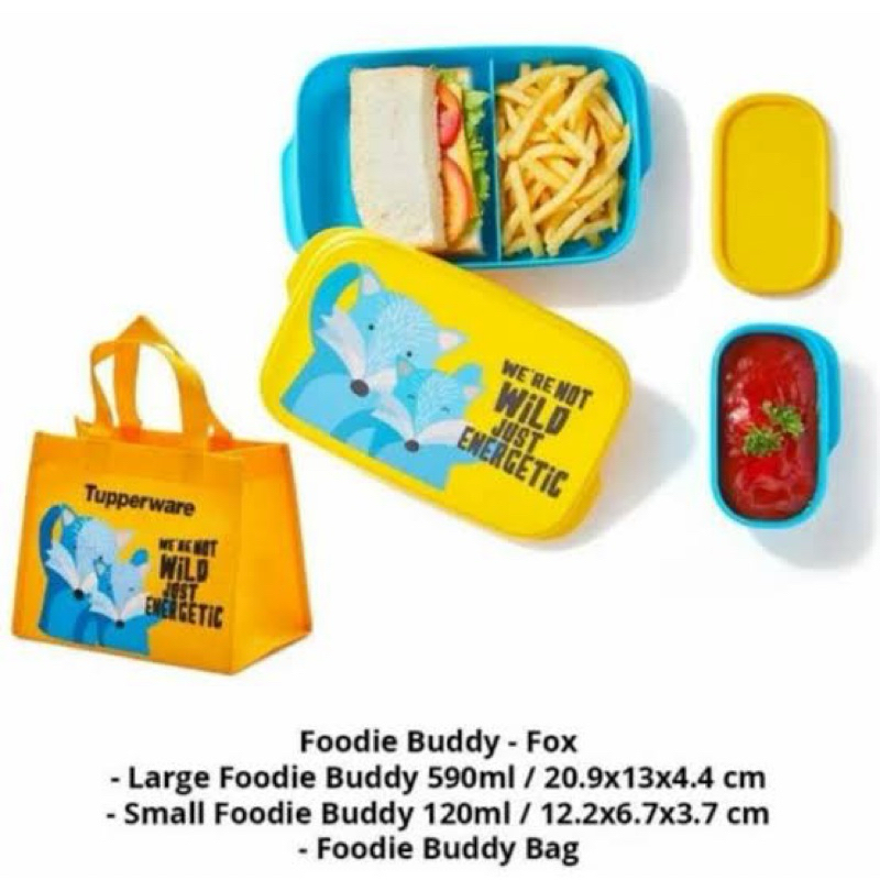 1 Set foodie buddy fox tupperware - set bekal makan anak/dewasa