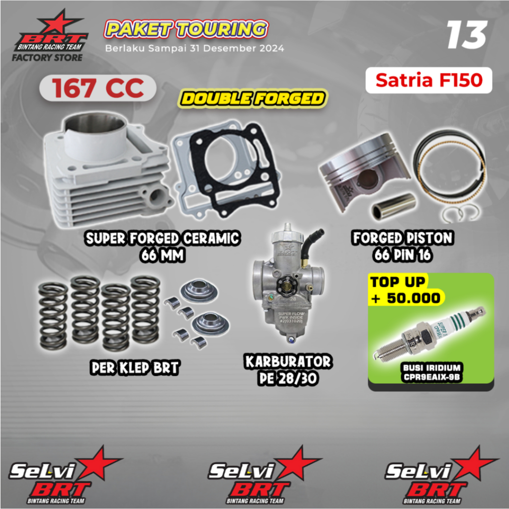 PAKET TOURING BOREUP BRT BLOK CERAMIC KERAMIK SET PISTON PER KLEP KARBURATOR KARBU SF PE 28 30 SATRI
