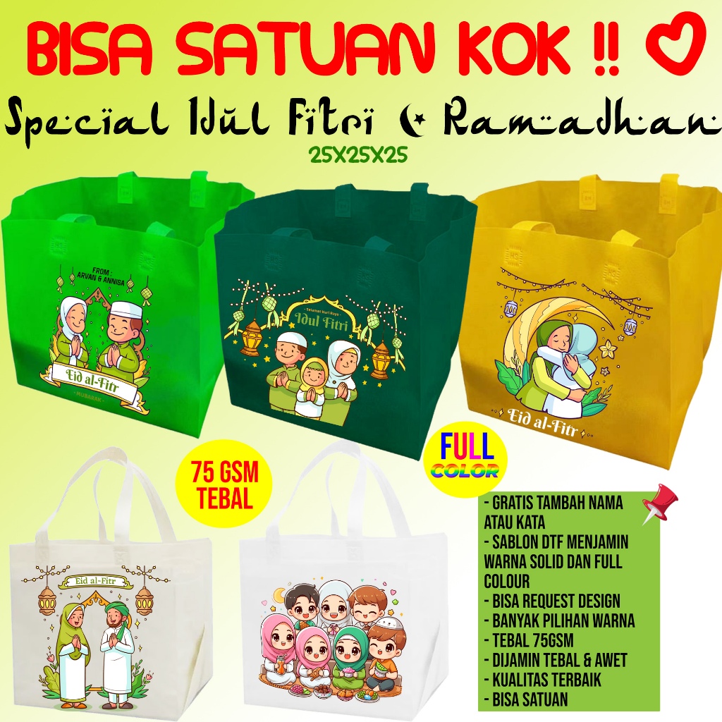 

HOONEYBEE - Tas Spunbond Tas Hampers Lebaran Totebag Idul Fitri Tas Souvenir