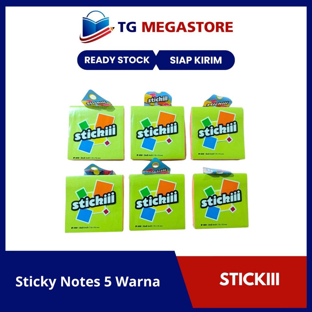 

Sticky Notes Sticky 76 x 76mm ( Tumpuk 5 Warna ) 100 Sheets