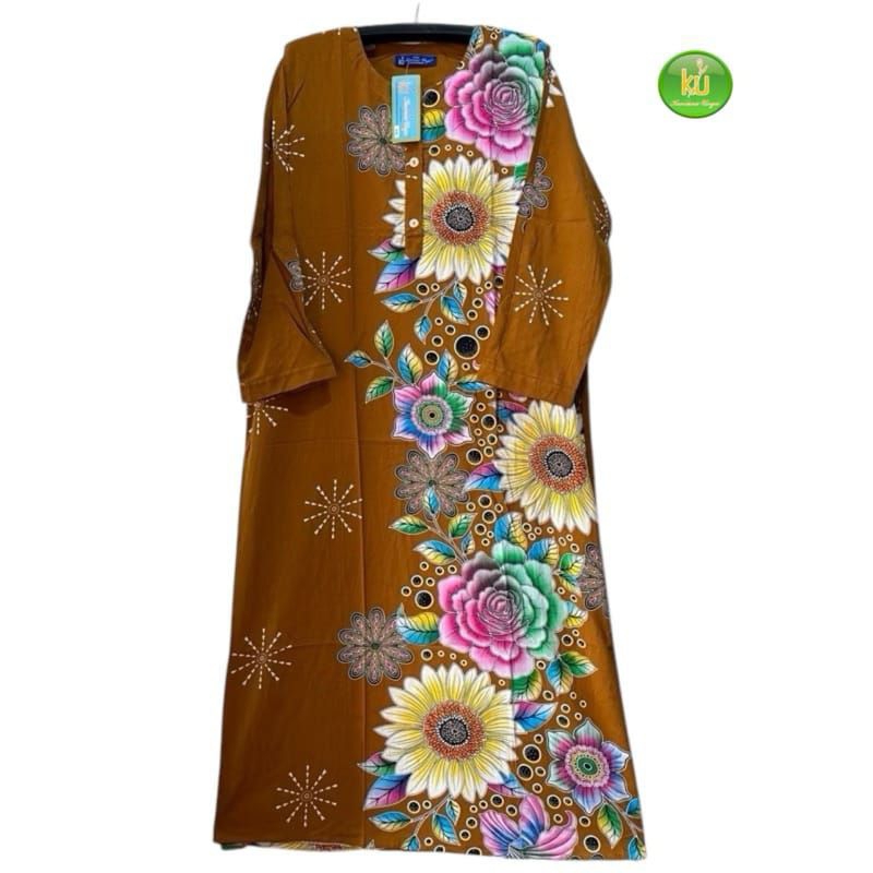 DASTER LONGDRESS BATIK KENCANA UNGU LEBEL BIRU LD 120 CM PB 130 CM LONGDRESS BUNSUI ASLI BATIK KENCA