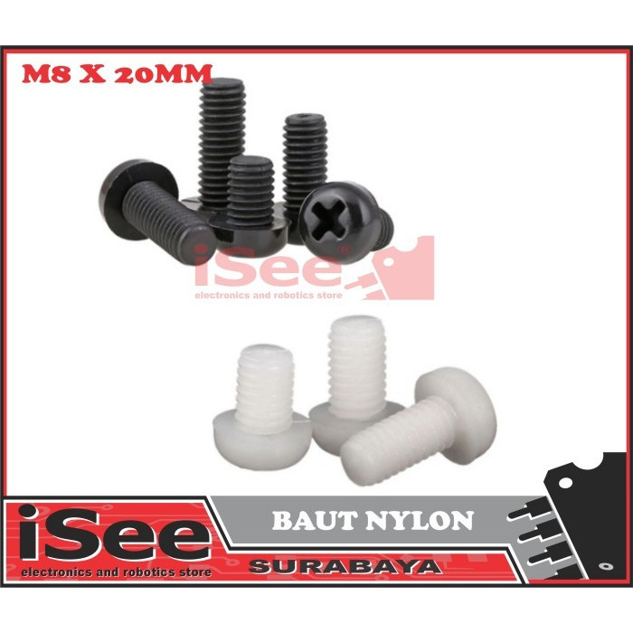 Baut Nylon M8X25mm Cross Screw Nylon height 25mm 25 mm 2.5 CM nilon M8