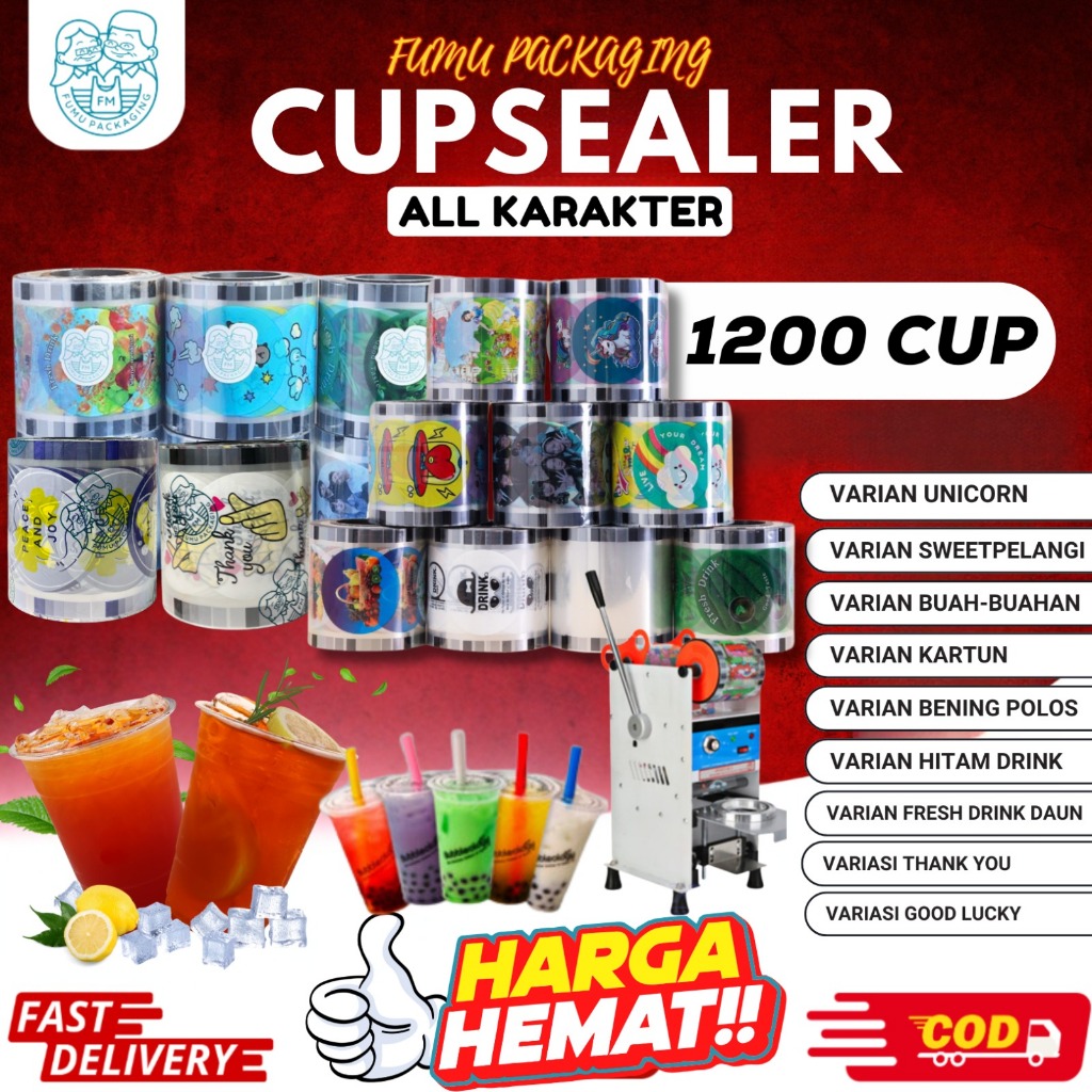 PLASTIK LIP CUP SEALER / TUTUP MINUMAN 1200 SEAL CUP ROLL / SEGEL MINUMAN MURAH DAN KUAT