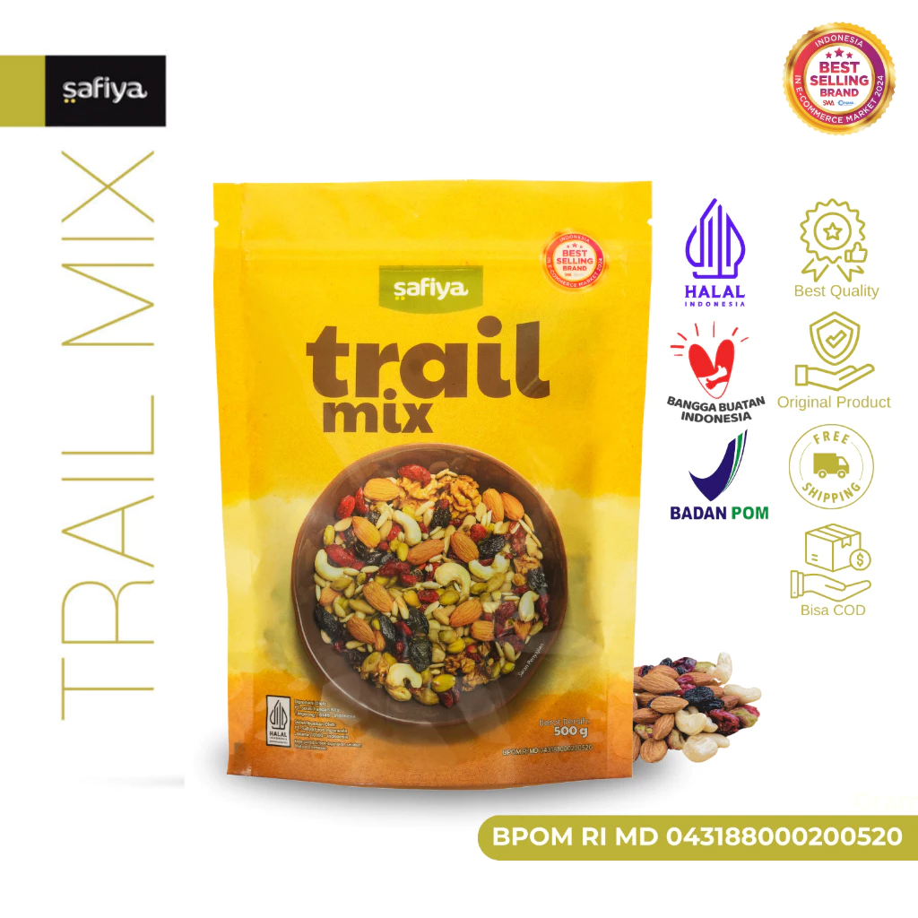 

Safiya Trail Mix Original 500 Gram Dried Fruit Roasted Premium Oat Sereal Oatmeal Nutriflakes