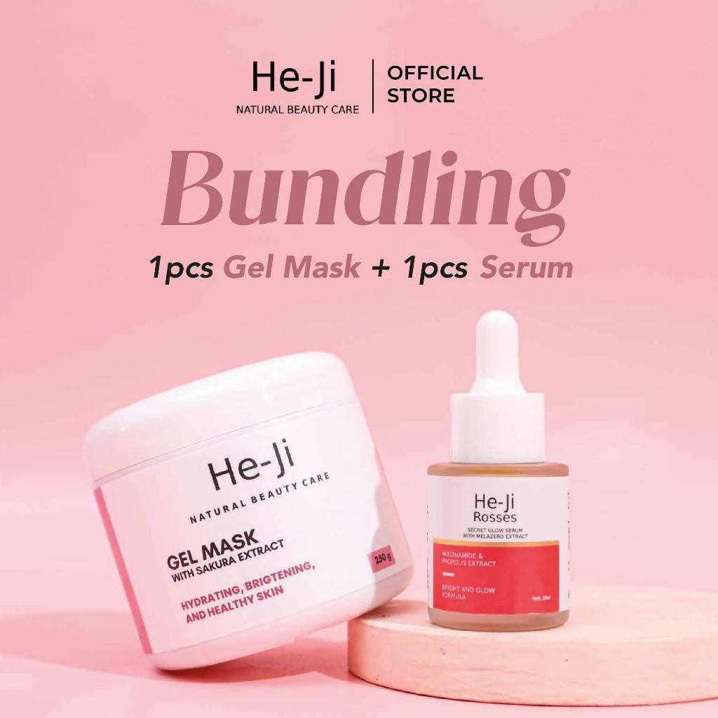 [He-Ji] Promo Murah Paket Glowing - Gel Mask Sakura 50 gr & Rosses Secret Glow Serum
