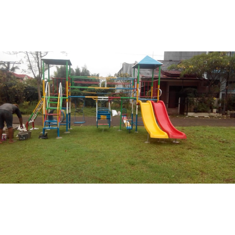 murah playground taman bermain komplit ayunan perosotan panjatan free ongkir jakarta