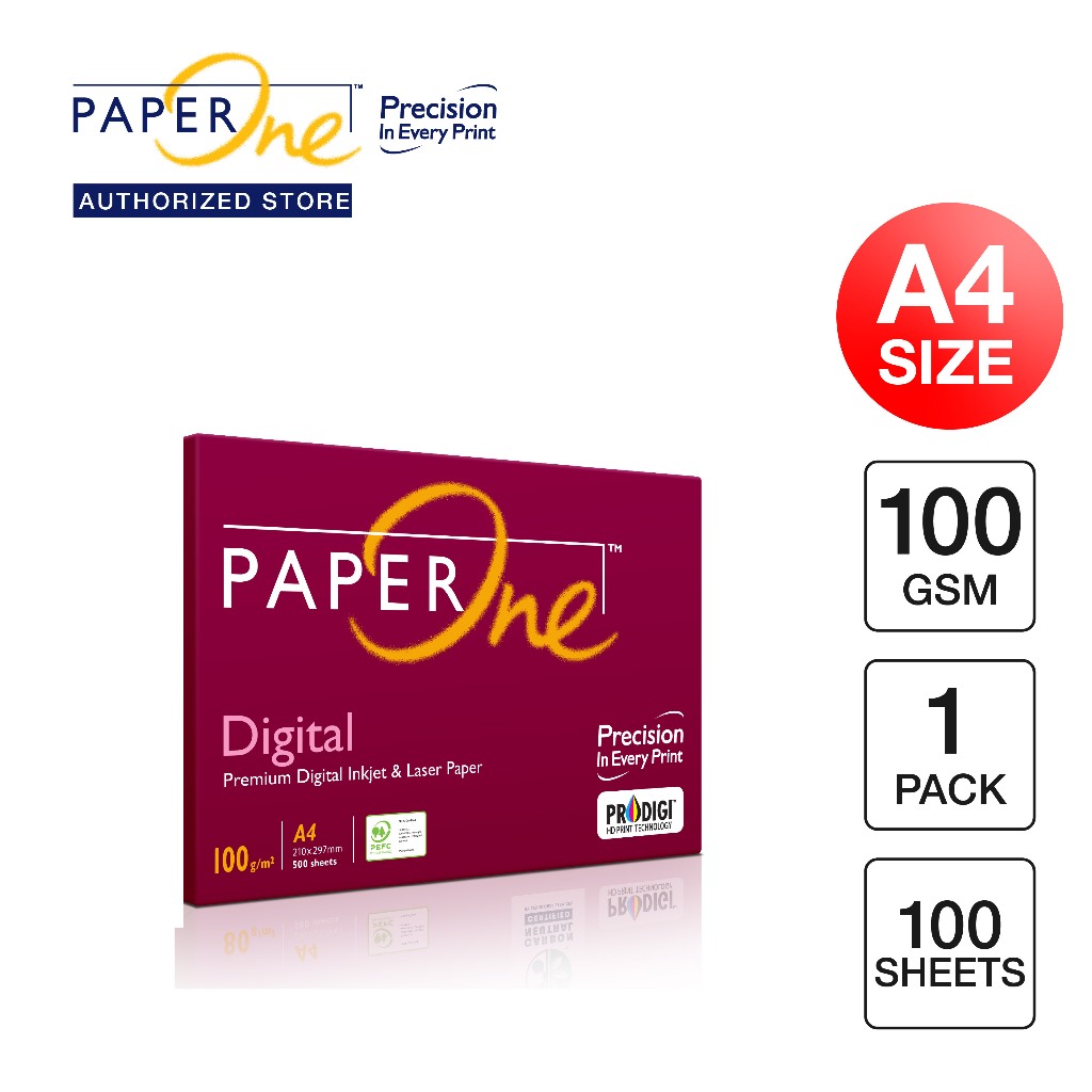 

PaperOne kertas A4 100gr Digital Retail Pack ( 100 lembar ) kertas HVS