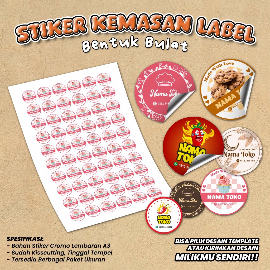 

STIKER LABEL CUSTOM - STIKER LOGO BULAT CUSTOM - STIKER TOPLES KUKER STIKER LABEL MAKANAN STIKER KEMASAN