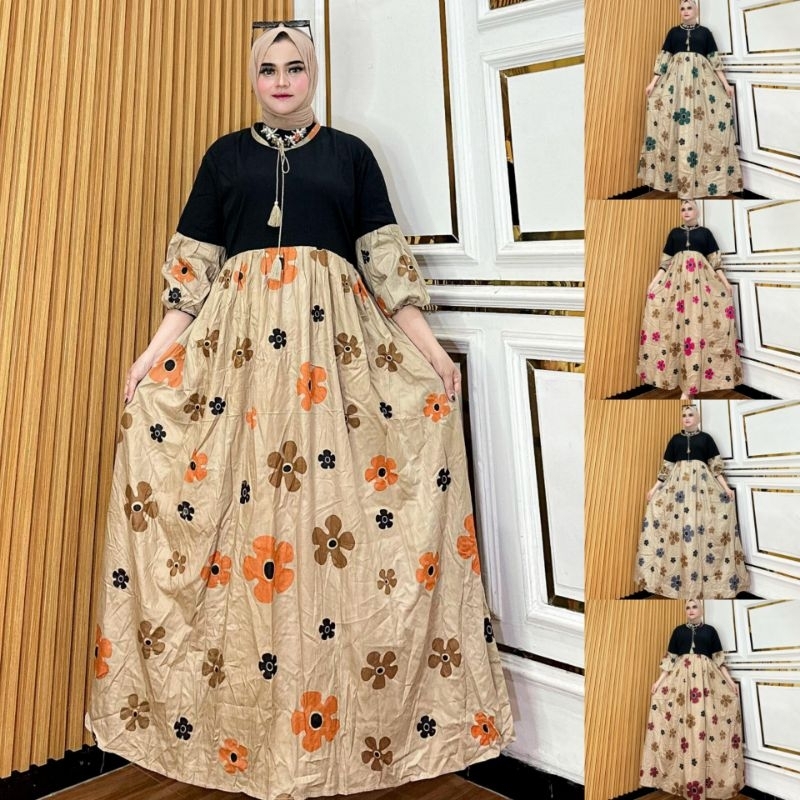 Gamis Tali Lonceng Wanita Bahan Rayon Dress Midi Busui Jumbo Premium Terbaru Kekinian Atasan  Pliske