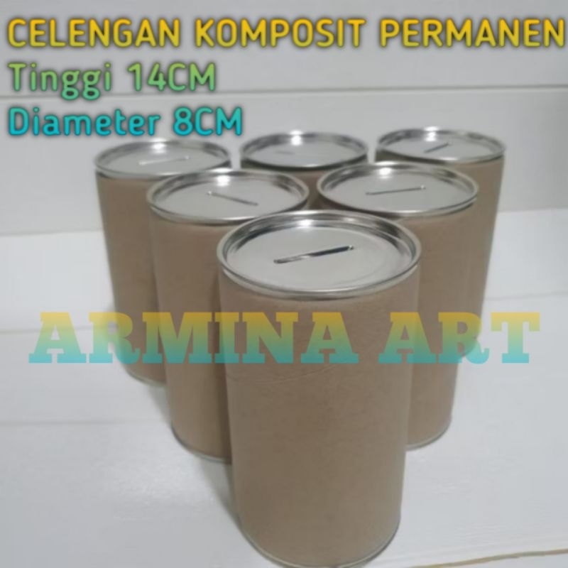 CELENGAN KALENG KOMPOSIT POLOS 14 CM PAPERTUBE PERMANEN TANPA STIKER kreasi edukasi melatih motorik 