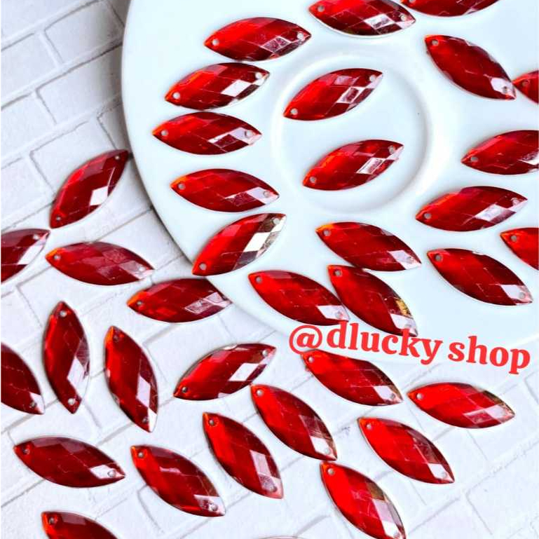 payet diamond akrilik kristal jahit mata sampan size besar ukuran 12 *25 per lusin murah