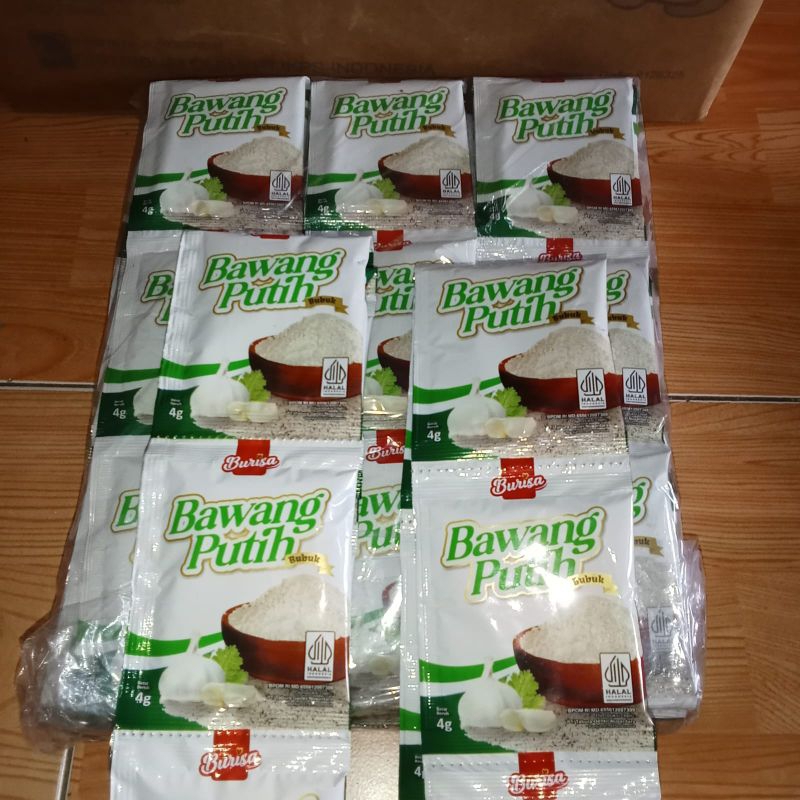 

BURISA Bawang putih bubuk 4gr ( 1 renceng isi 12 )