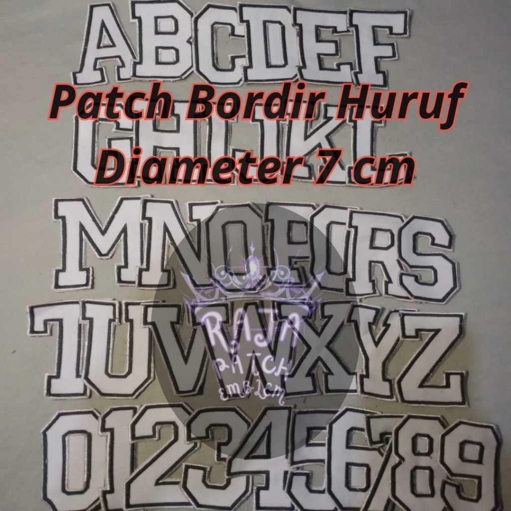 EMBLEM PATCH BORDIR HURUF, PATCH BORDIR ABJAD