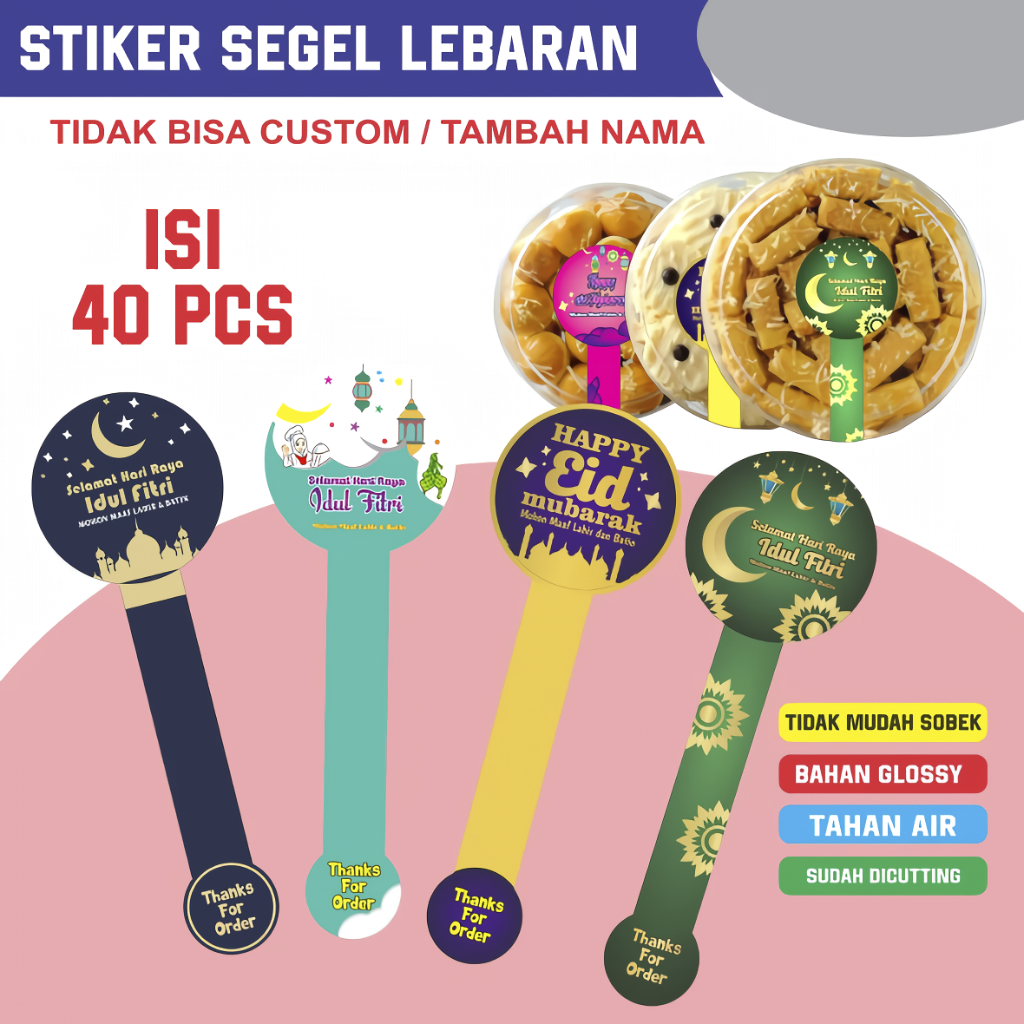 

Isi 40 pcs stiker segel kue lebaran