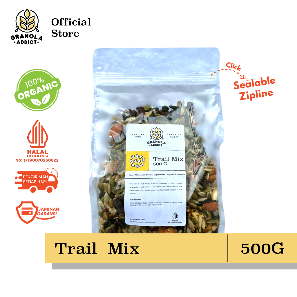 

Granola Addict - Trail Mix (Sunflower, Pumpkin Seeds, Almond, Raisin, Cranberry) 500G