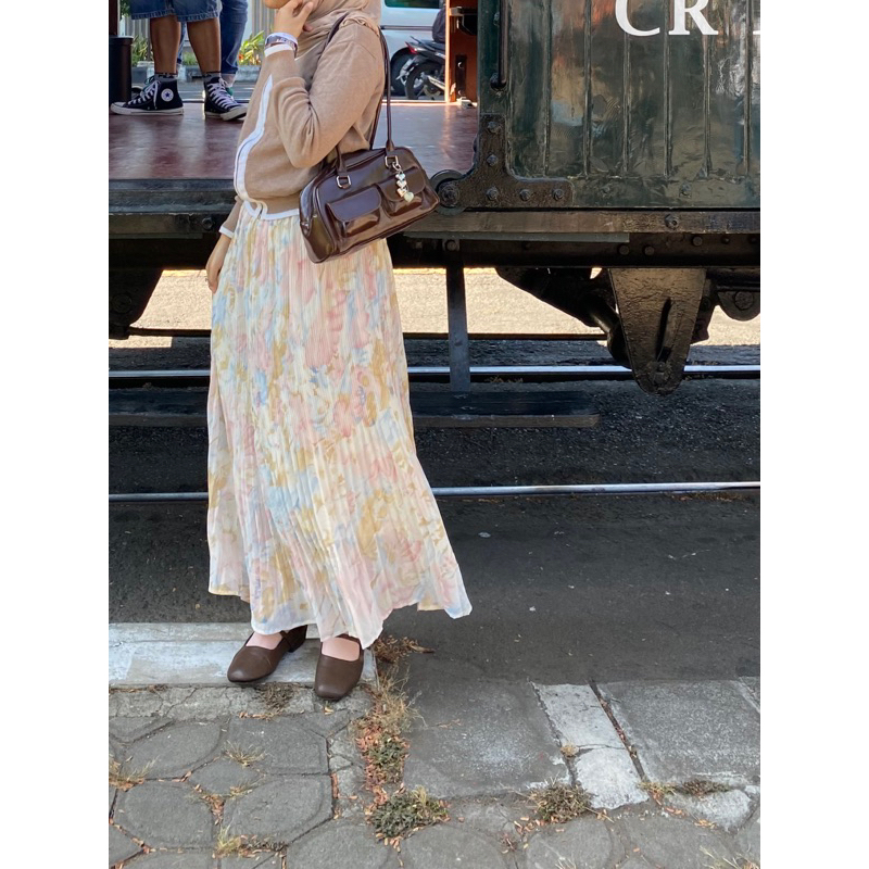 AREUM PLEATS SKIRT korean sifon ringan plisket [evriastuff]