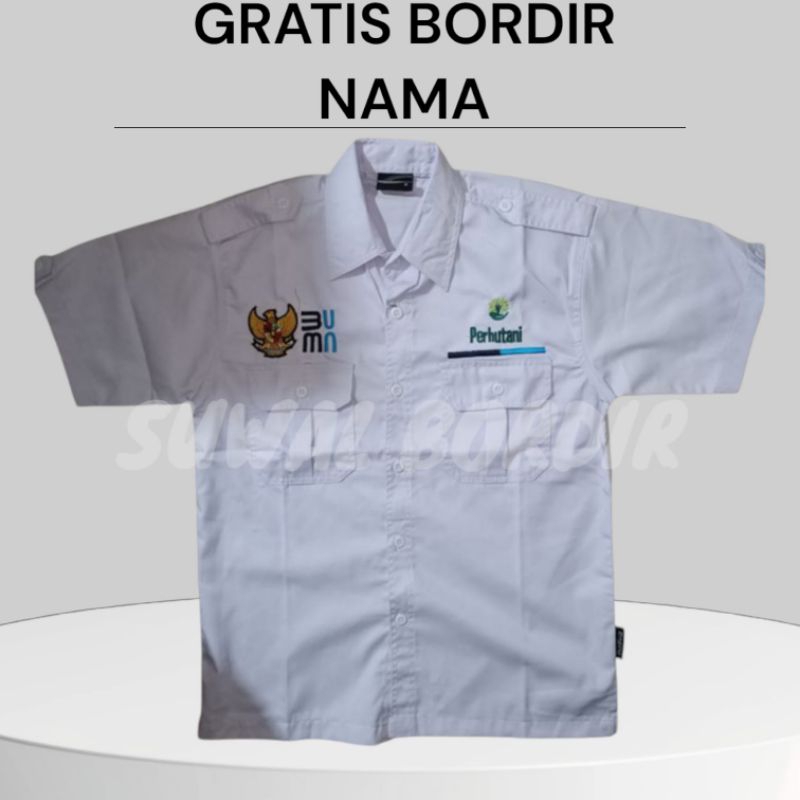 KEMEJA PERHUTANI LENGAN PENDEK TERBARU SERAGAM PDH PERHUTANI ATASAN BAJU PERHUTANI KEMEJA PERHUTANI