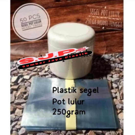 plastik segel pot lulur tinggi 250 gram 1 pack 50 pcs plastik pvc shrink wrap