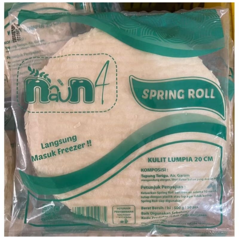 

Kulit Lumpia Nauna Spring Roll Ukuran Diameter 20 cm 500 gram Isi 50 Lembar