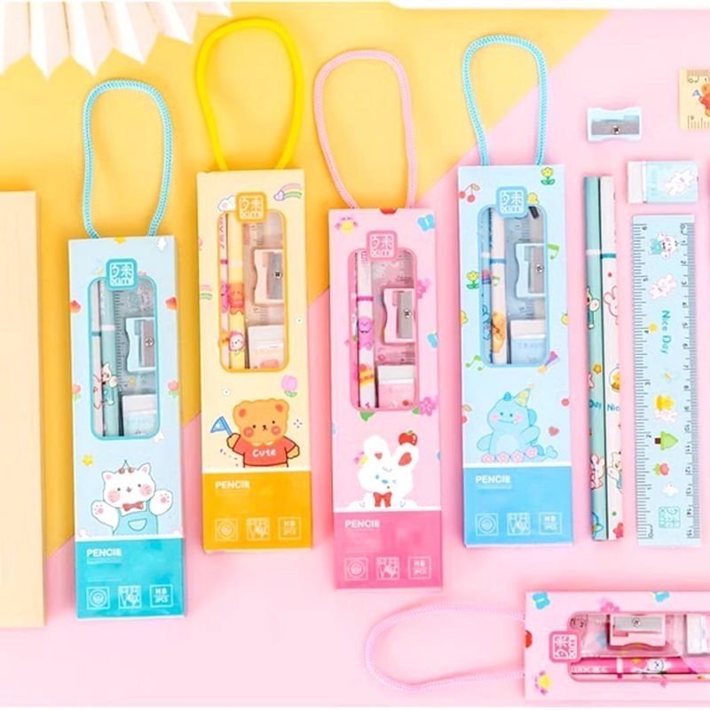 

Pensil Set / SET ALAT TULIS SEKOLAH 5 IN 1 KARAKTER LUCU