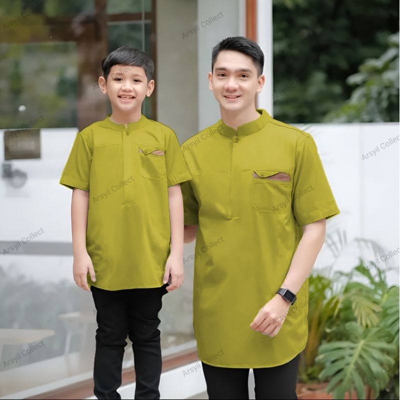 Baju Koko Couple Warna Lemon Bahan Toyobo Fodu Import