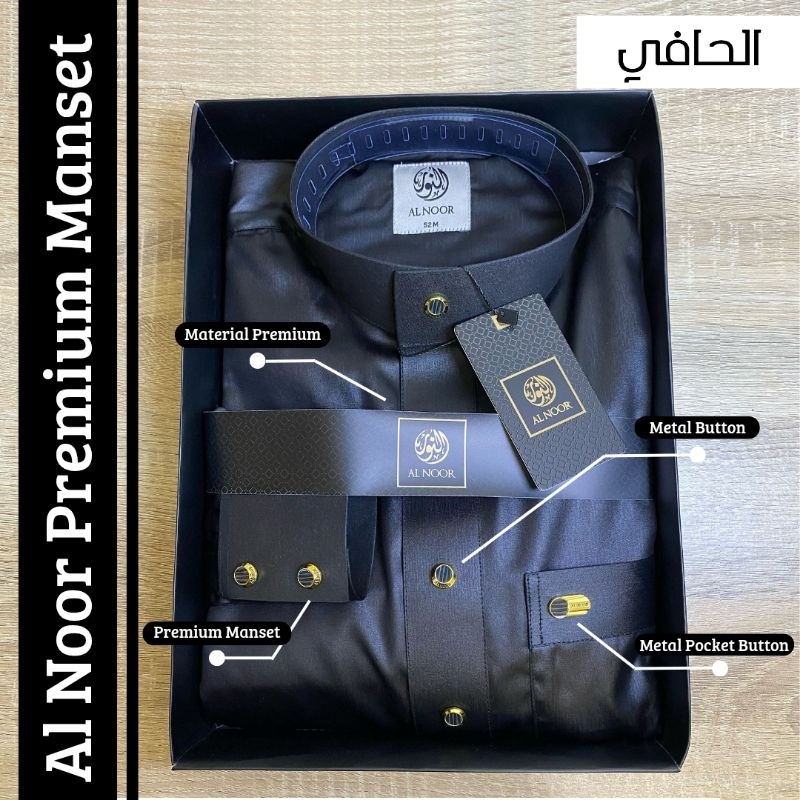 Jubah Gamis Pria Dewasa Hitam Al Noor Ekslusif Premium Manset