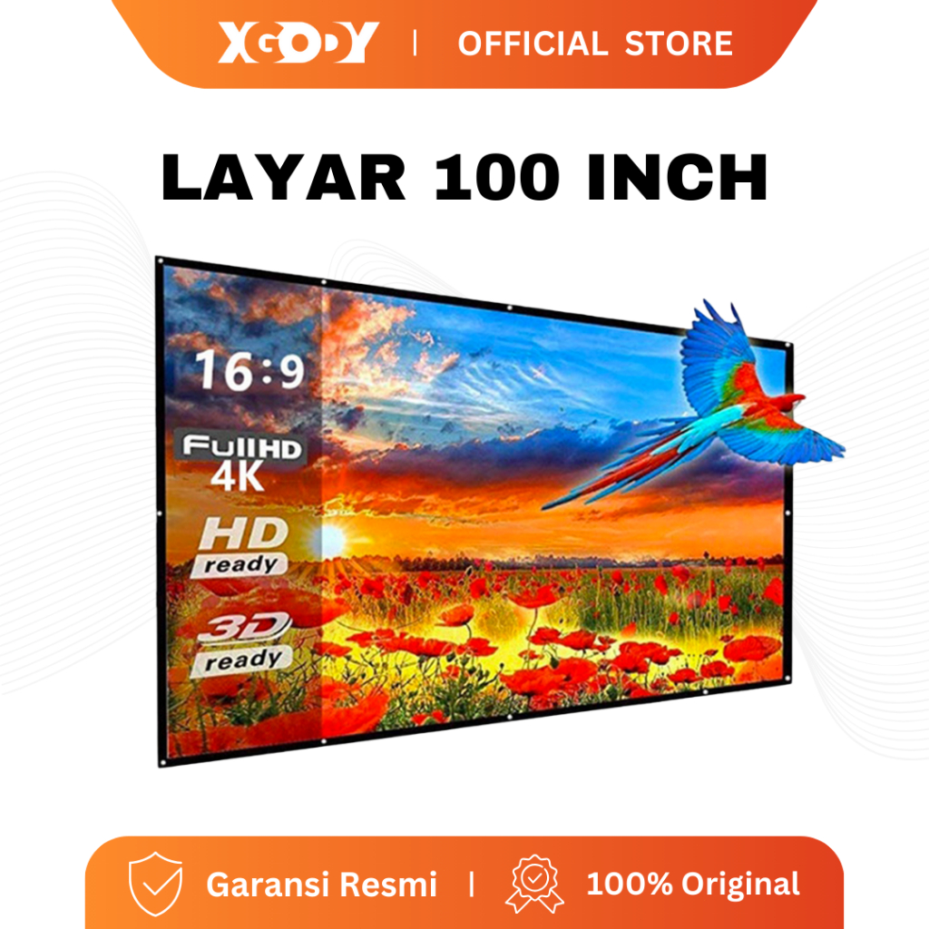 XGODY Layar Proyektor Portabel  100 inci  2214mm * 1245mm (Hanya Layar)