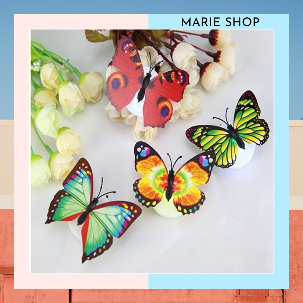 LAMPU KUPU KUPU LED - STIKER 3D MOTIF KUPU KUPU - 3D WALL STIKER LED - LAMPU LED - LAMPU LED BERMOTI