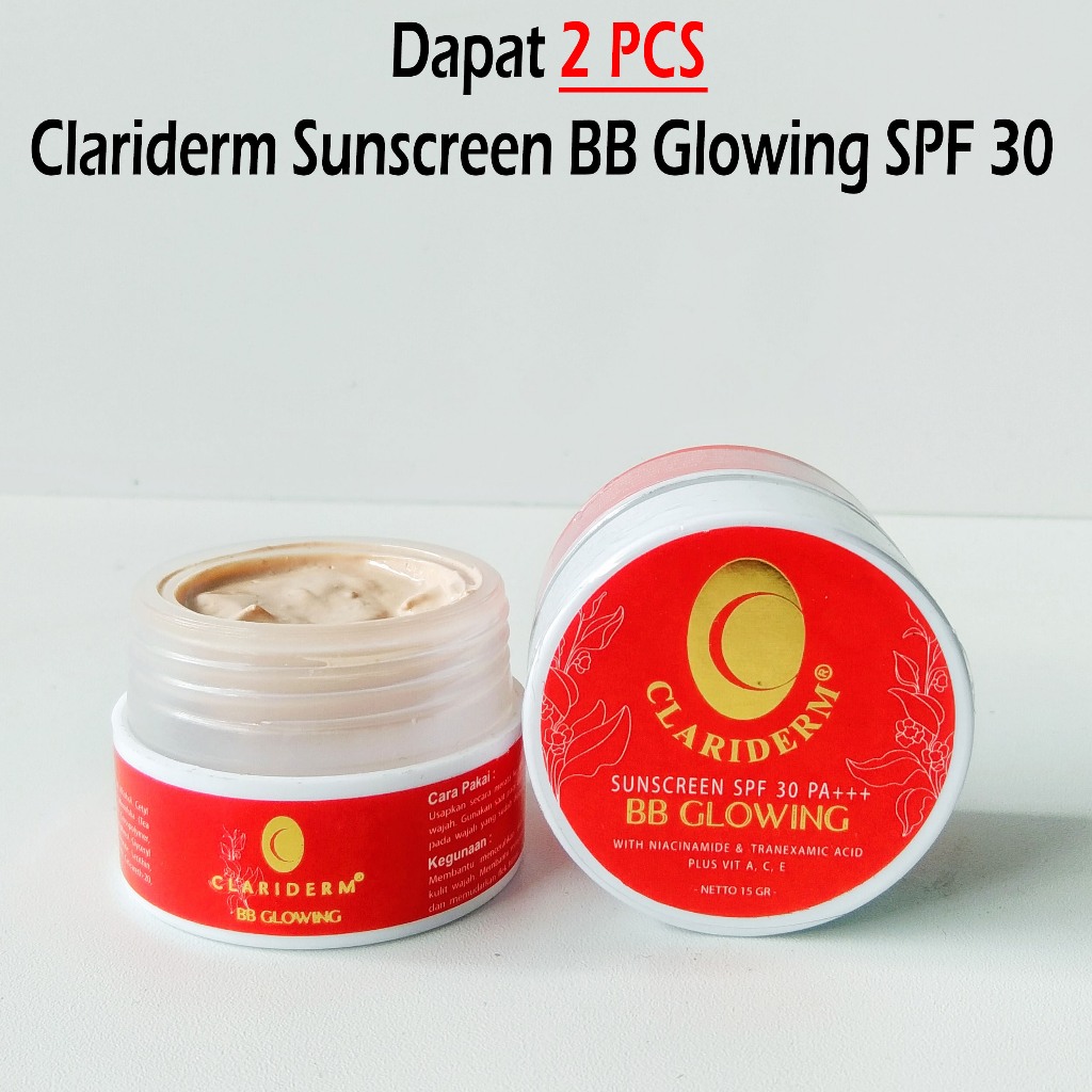 ( 2 PCS ) Krim Siang Hari Clariderm Sunscreen SPF 30 BB Glowing Untuk Wajah
